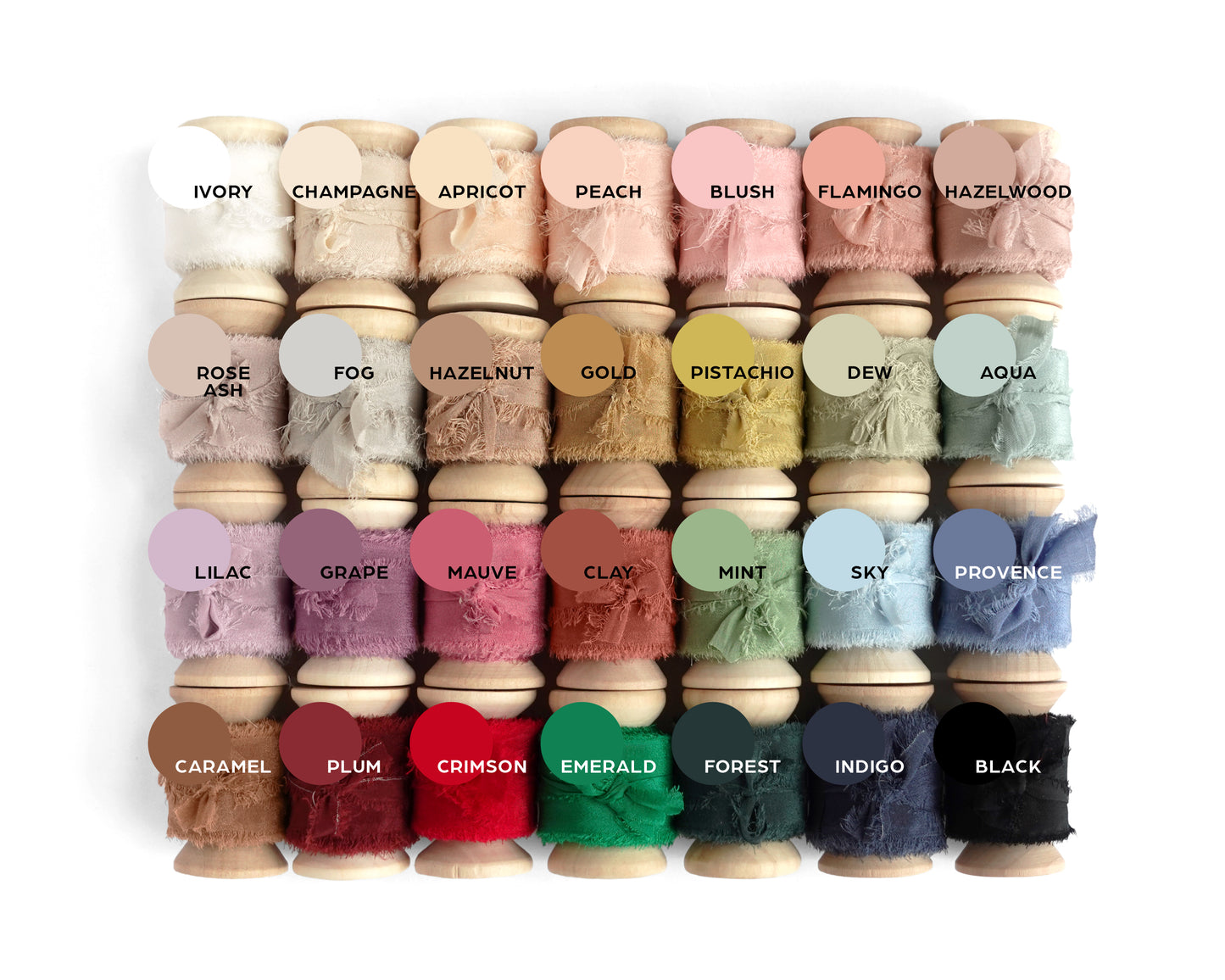 Silk Ribbons with Frayed Edges in 28 Colors - 5 YARDS