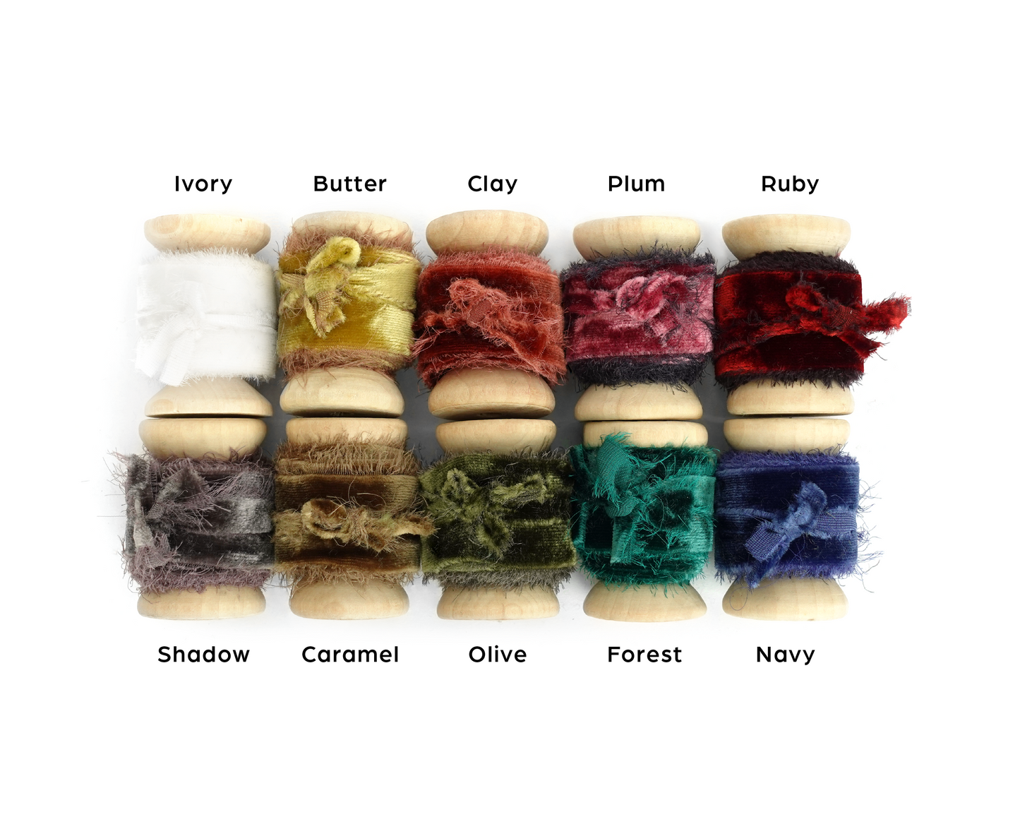 Velvet Silk Ribbons with Frayed Edges