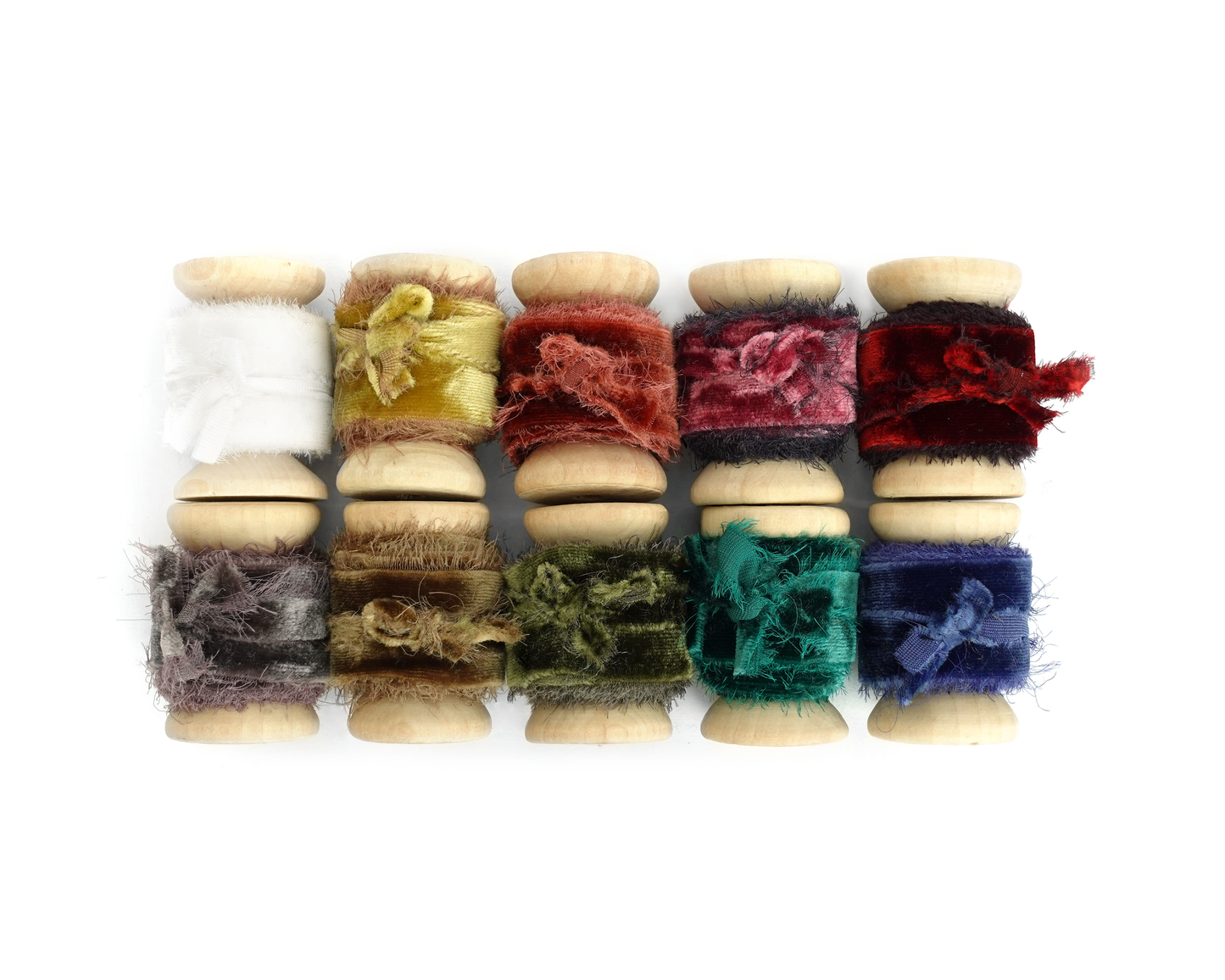 Velvet Silk Ribbons with Frayed Edges
