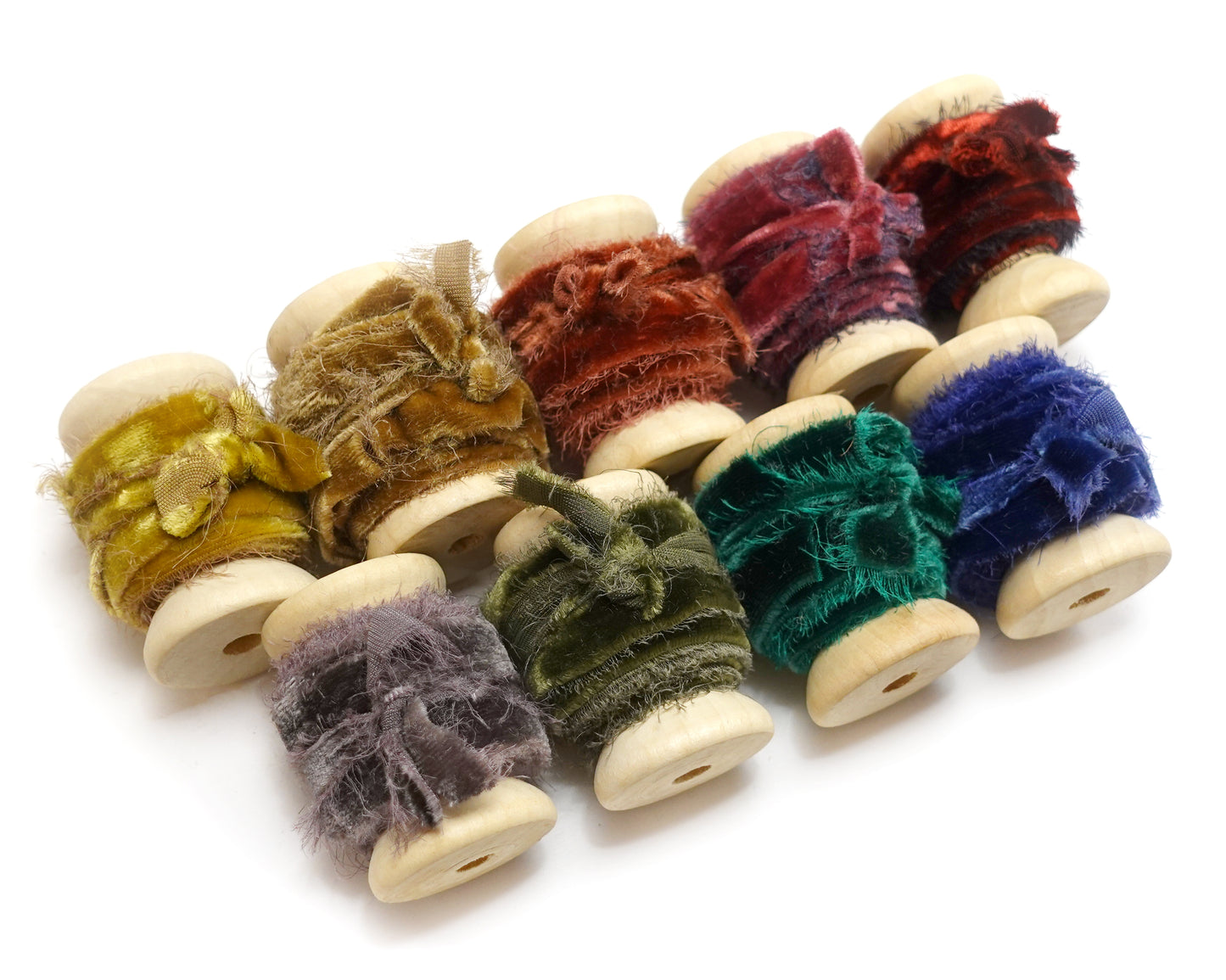 Velvet Silk Ribbons with Frayed Edges