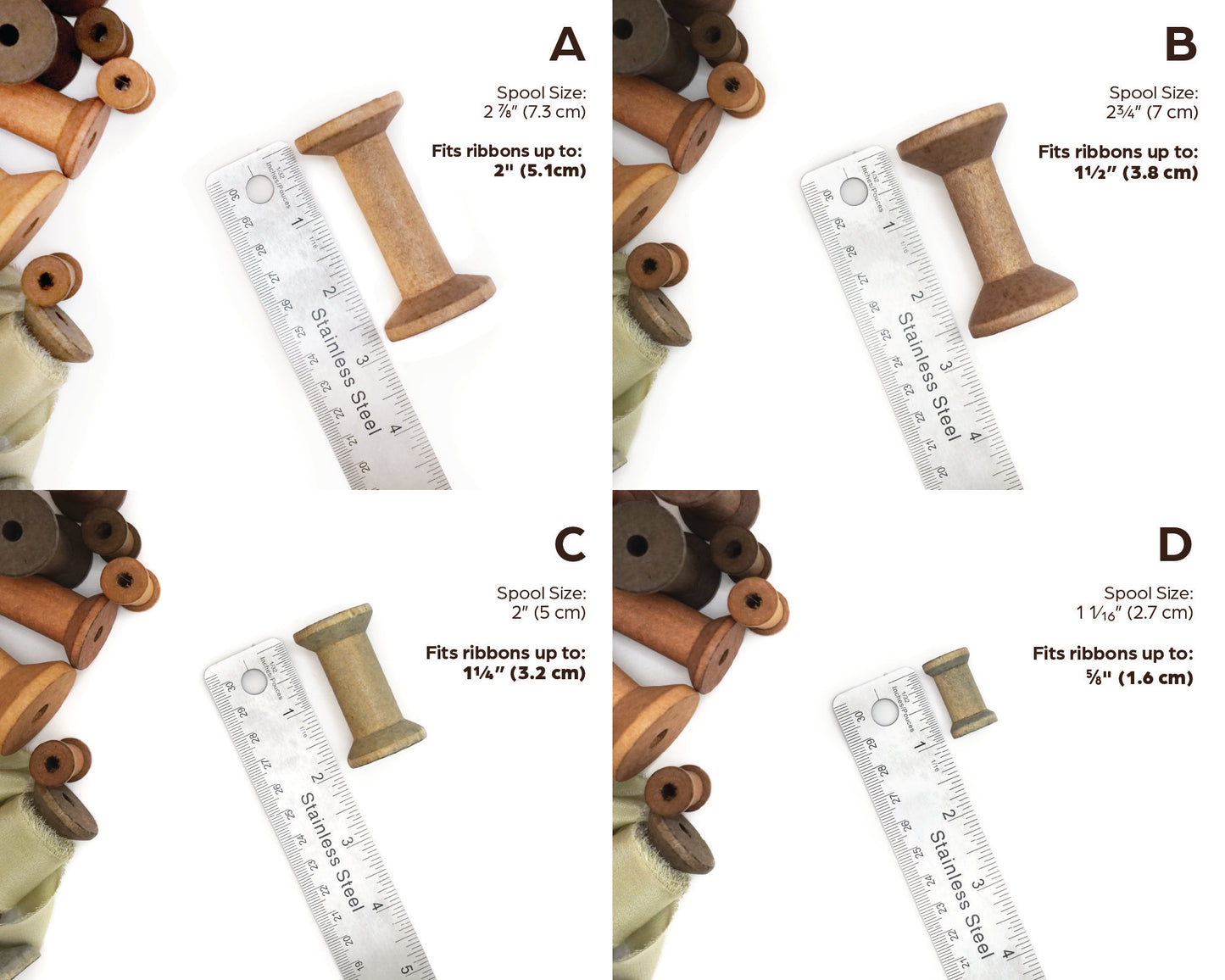 Vintage-Styled Stained Wood Spools