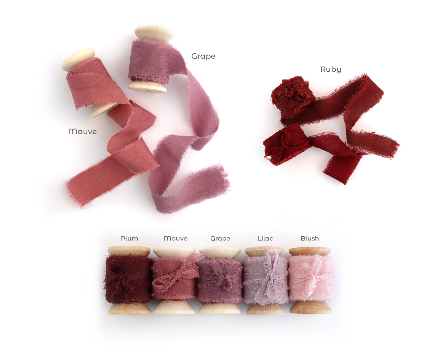 Silk Ribbons with Frayed Edges in 28 Colors - 5 YARDS