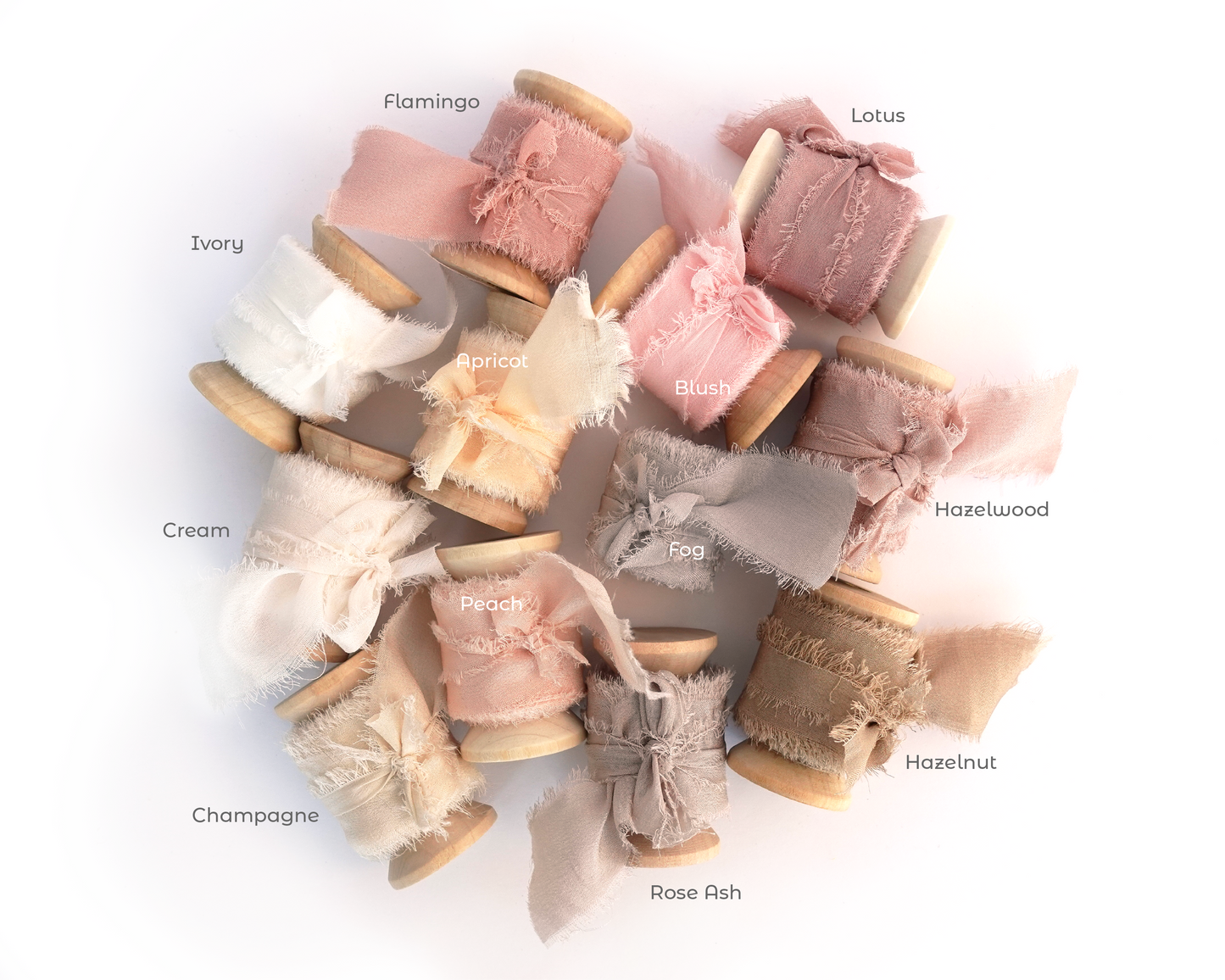 Silk Ribbons with Frayed Edges in 28 Colors - 5 YARDS