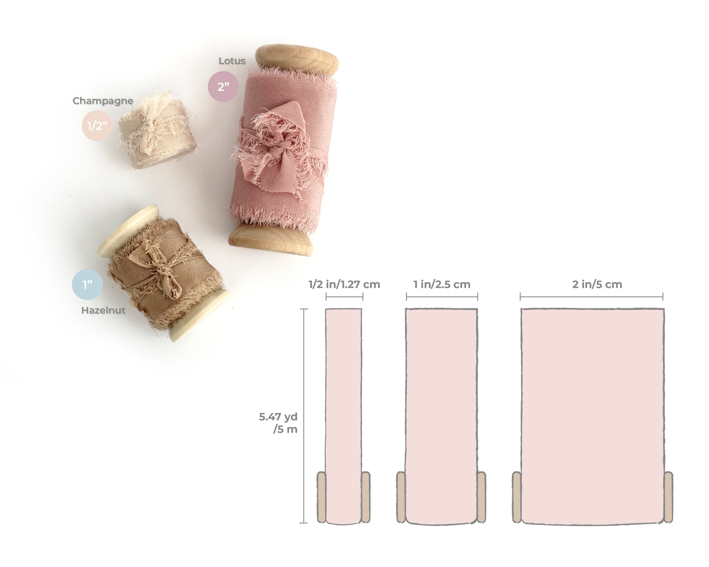 Silk Ribbons with Frayed Edges in 28 Colors - 5 YARDS