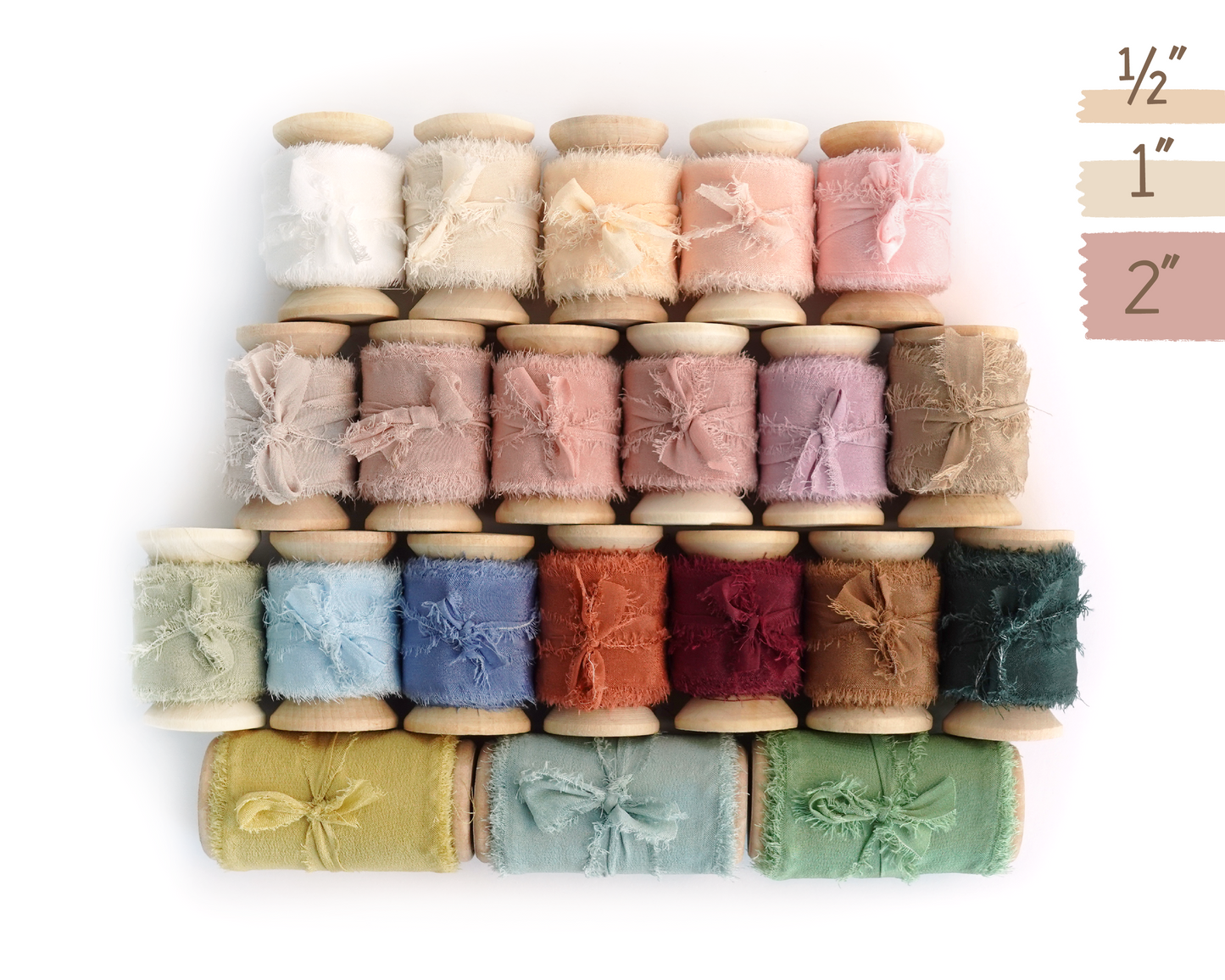 Silk Ribbons with Frayed Edges in 28 Colors - 5 YARDS