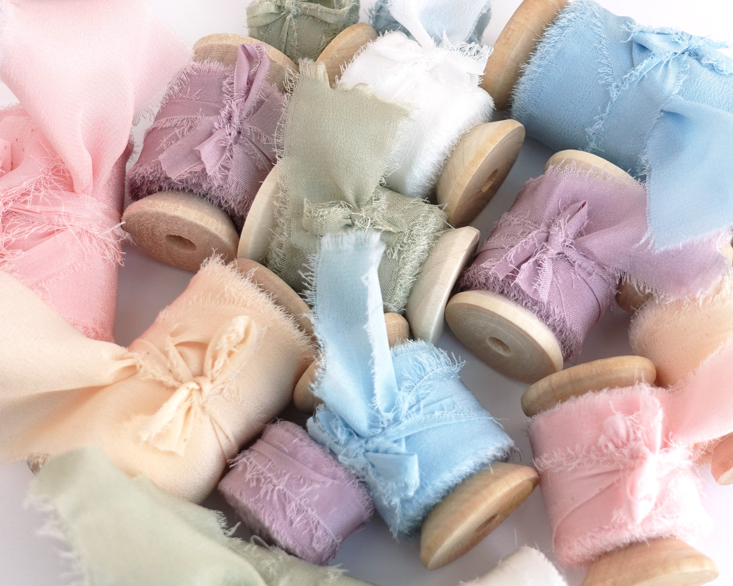 Silk Ribbons with Frayed Edges in 28 Colors - 5 YARDS