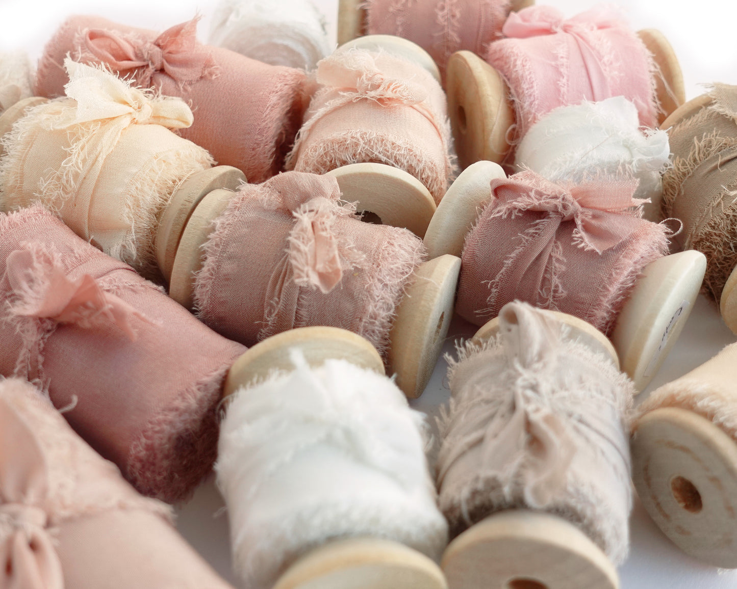 Silk Ribbons with Frayed Edges in 28 Colors - 5 YARDS