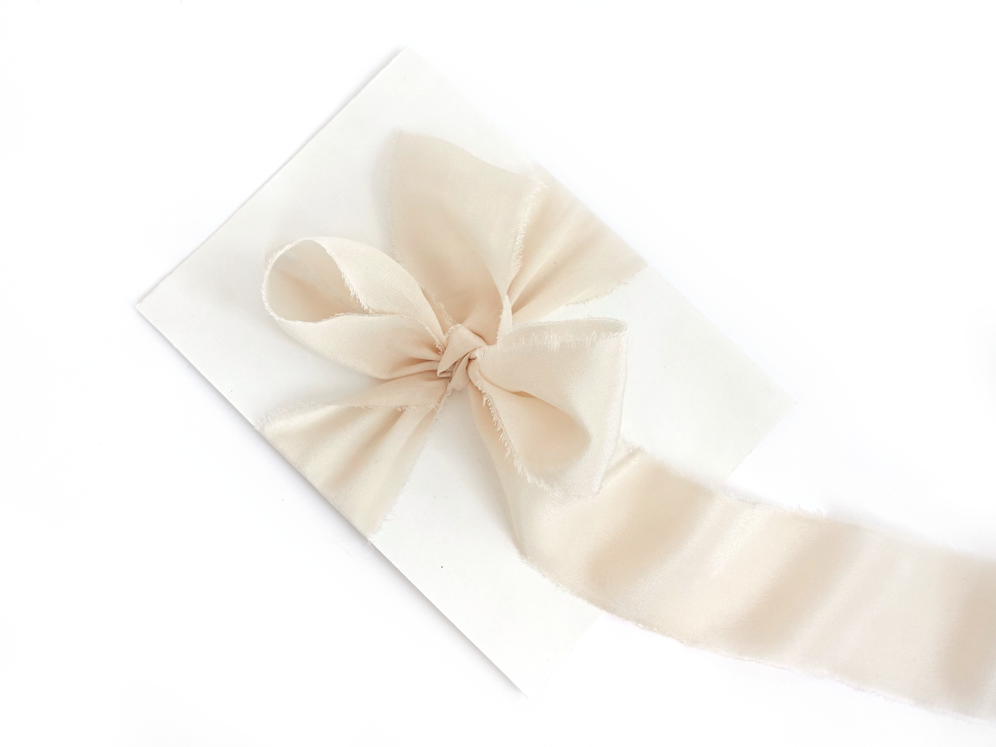 *Ivory and Natural Stripe Ribbon with Frayed Edges, 1 x 5 yards