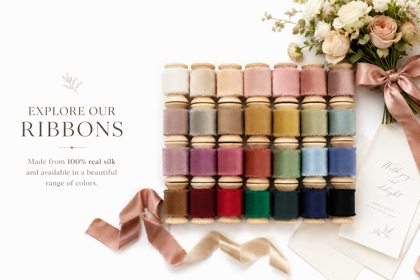 Silk Ribbons with Frayed Edges in 28 Colors - 5 YARDS