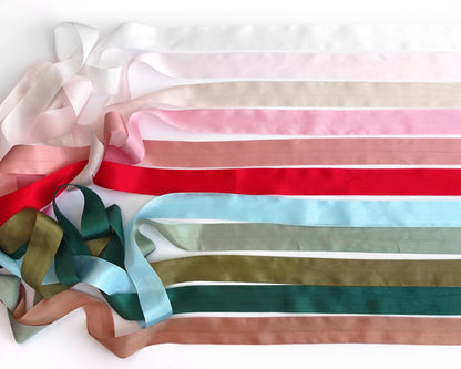 Silk Ribbons with Closed Edges (Habotai) in 11 Colors