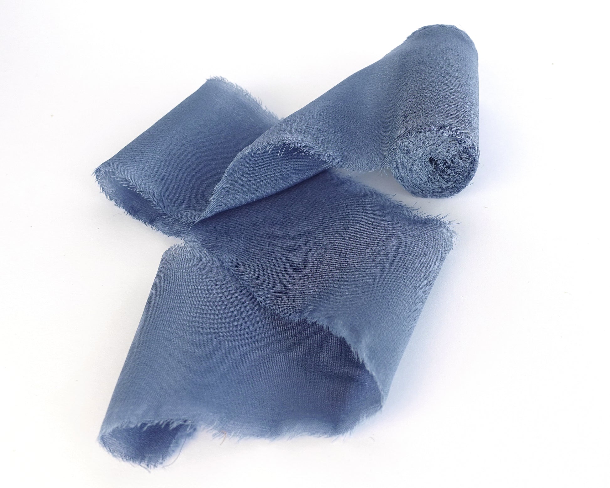 Frayed Chiffon Silk Ribbon, Chiffon Ribbon Dusty Blue